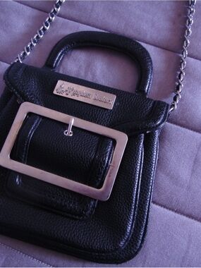 Black Leather Chain Crossbody Bag